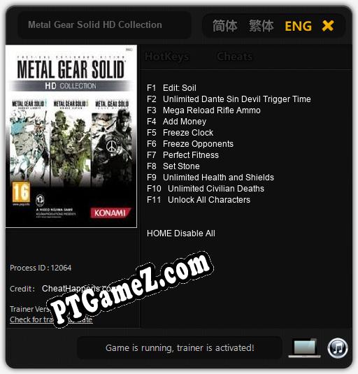 Treinador liberado para Metal Gear Solid HD Collection [v1.0.4]
