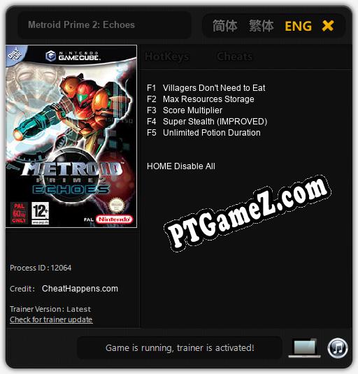 Metroid Prime 2: Echoes: Treinador (V1.0.11)