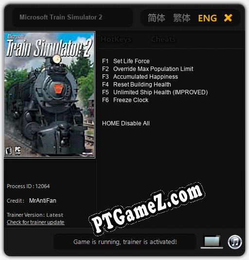 Treinador liberado para Microsoft Train Simulator 2 [v1.0.6]
