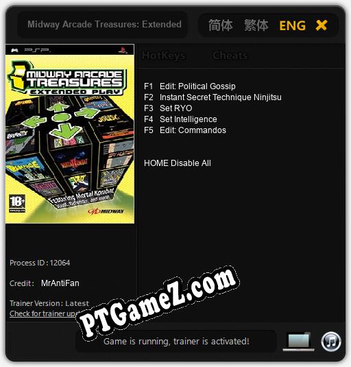 Midway Arcade Treasures: Extended Play: Treinador (V1.0.58)