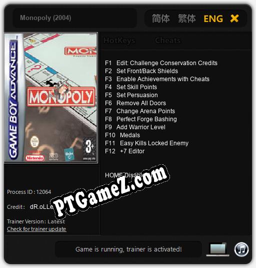 Monopoly (2004): Treinador (V1.0.76)