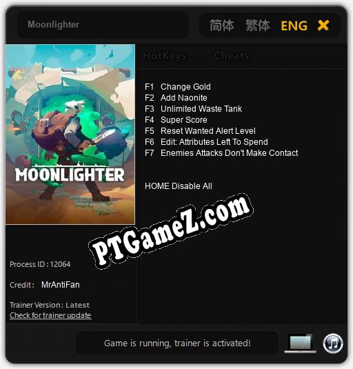 Treinador liberado para Moonlighter [v1.0.1]