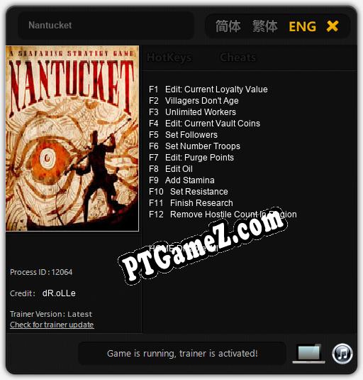 Nantucket: Trainer +12 [v1.3]