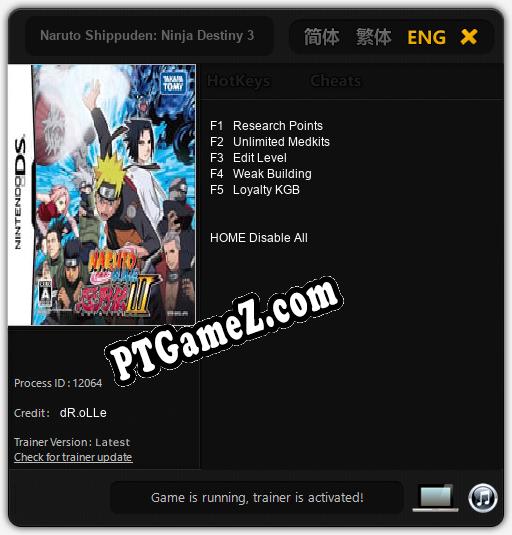 Naruto Shippuden: Ninja Destiny 3: Cheats, Trainer +5 [dR.oLLe]
