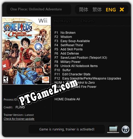 One Piece: Unlimited Adventure: Trainer +14 [v1.2]