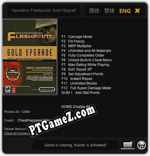 Operation Flashpoint: Gold Upgrade: Treinador (V1.0.81)