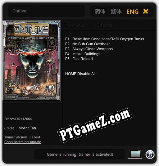 Treinador liberado para Outlive [v1.0.1]
