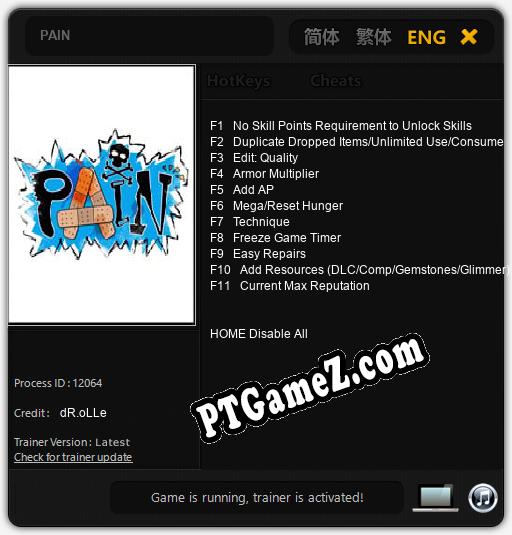 Treinador liberado para PAIN [v1.0.2]