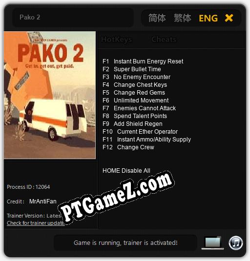 Treinador liberado para Pako 2 [v1.0.4]