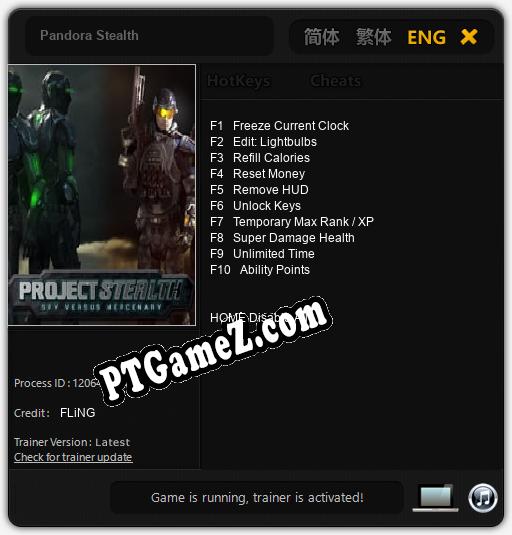 Treinador liberado para Pandora Stealth [v1.0.7]