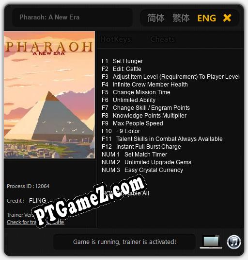 Pharaoh: A New Era: Treinador (V1.0.53)