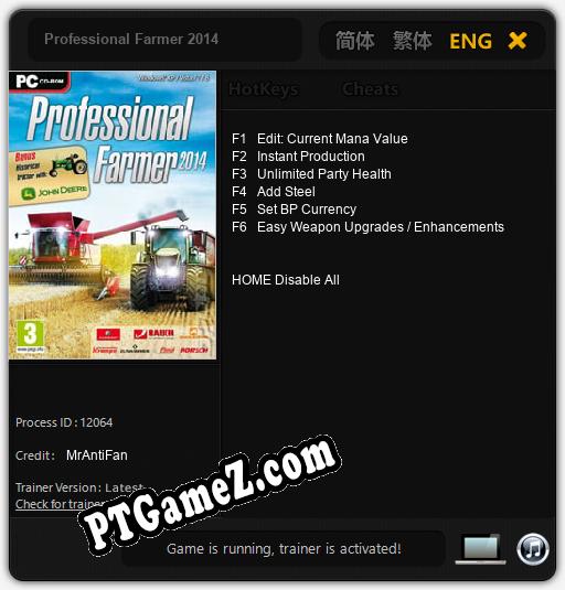 Treinador liberado para Professional Farmer 2014 [v1.0.2]