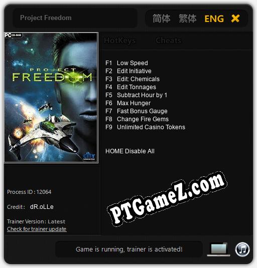 Treinador liberado para Project Freedom [v1.0.2]