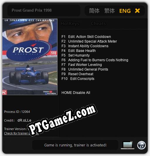Prost Grand Prix 1998: Treinador (V1.0.1)