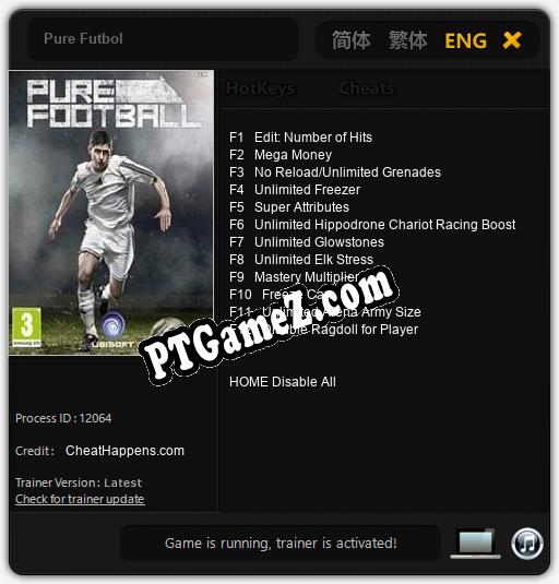 Pure Futbol: Cheats, Trainer +12 [CheatHappens.com]