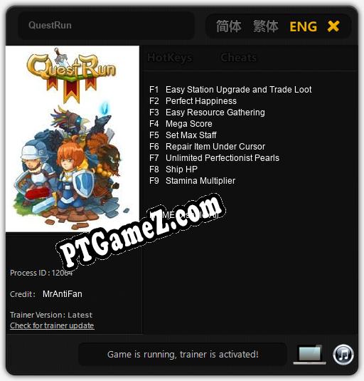 QuestRun: Trainer +9 [v1.6]