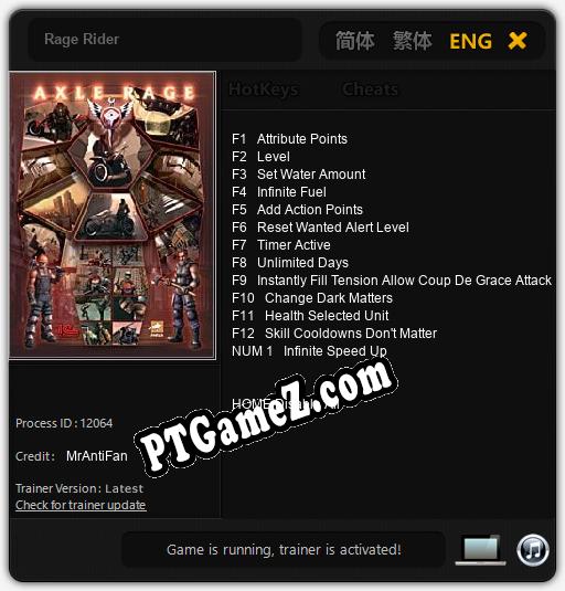 Treinador liberado para Rage Rider [v1.0.8]