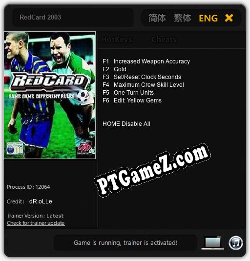 Treinador liberado para RedCard 2003 [v1.0.9]