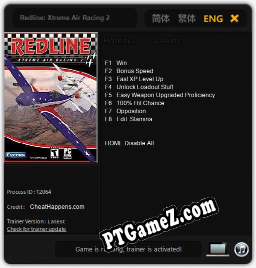 Redline: Xtreme Air Racing 2: Cheats, Trainer +8 [CheatHappens.com]