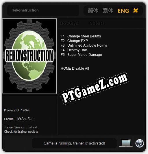 Treinador liberado para Rekonstruction [v1.0.4]