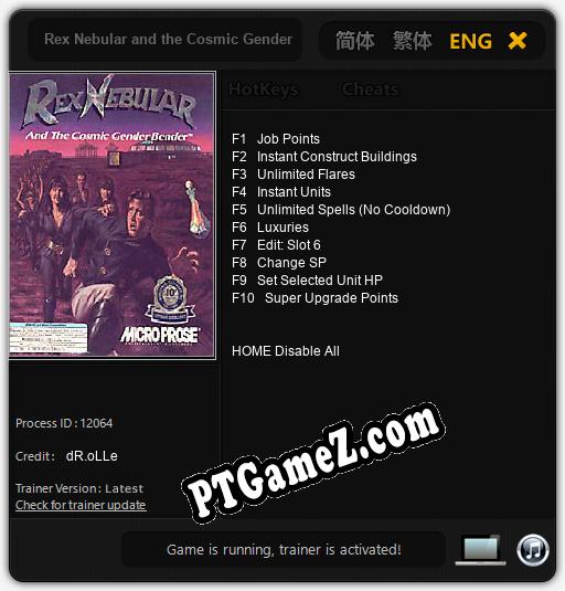 Rex Nebular and the Cosmic Gender Bender: Cheats, Trainer +10 [dR.oLLe]