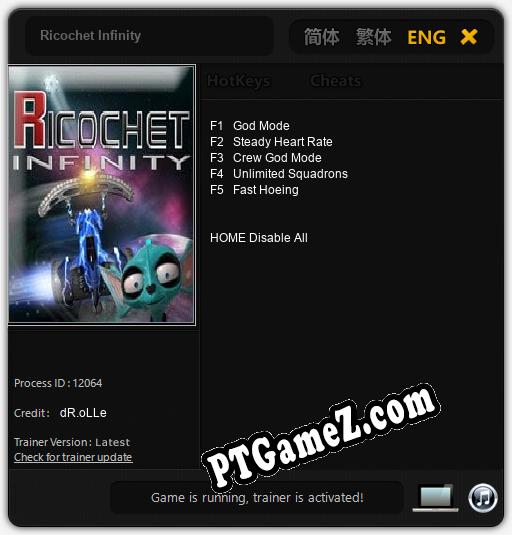 Treinador liberado para Ricochet Infinity [v1.0.9]