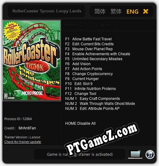 RollerCoaster Tycoon: Loopy Landscapes: Treinador (V1.0.15)