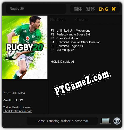 Rugby 20: Trainer +6 [v1.6]