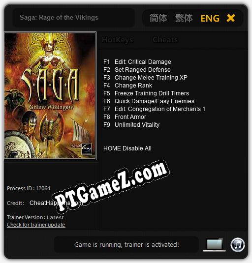 Saga: Rage of the Vikings: Trainer +9 [v1.3]