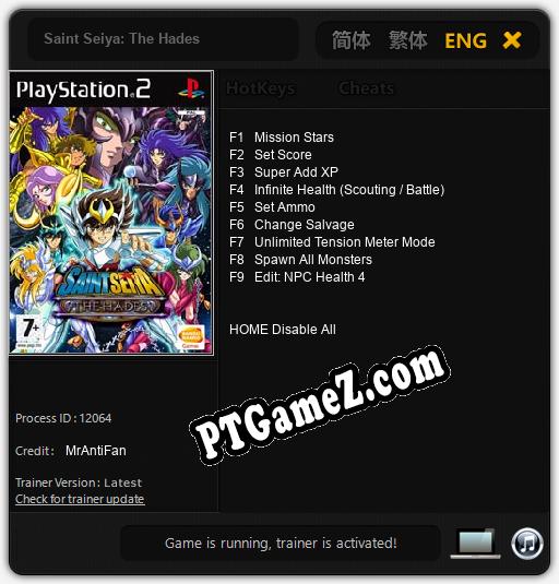 Saint Seiya: The Hades: Cheats, Trainer +9 [MrAntiFan]