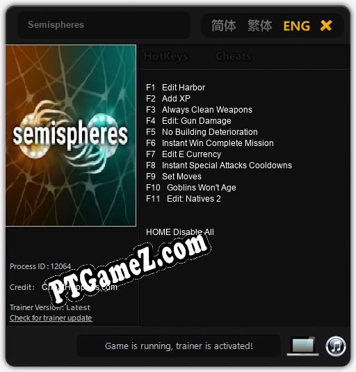 Treinador liberado para Semispheres [v1.0.6]