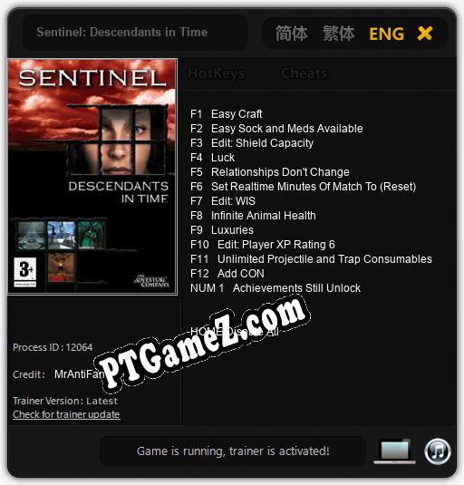 Sentinel: Descendants in Time: Cheats, Trainer +13 [MrAntiFan]