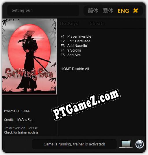 Setting Sun: Cheats, Trainer +5 [MrAntiFan]