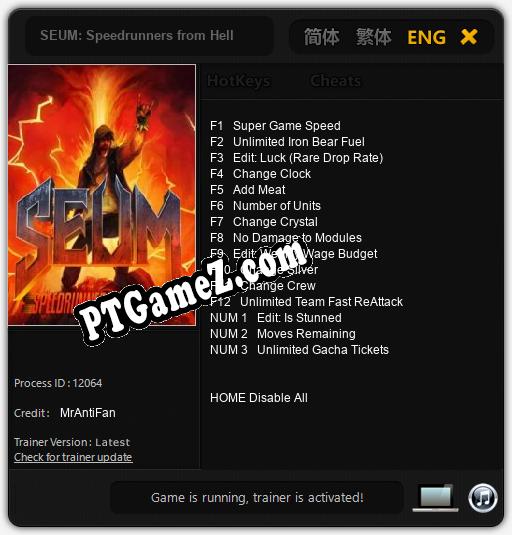 Treinador liberado para SEUM: Speedrunners from Hell [v1.0.5]