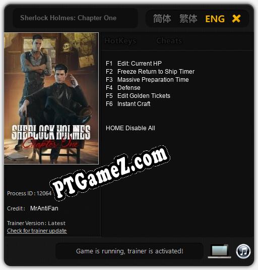 Treinador liberado para Sherlock Holmes: Chapter One [v1.0.6]
