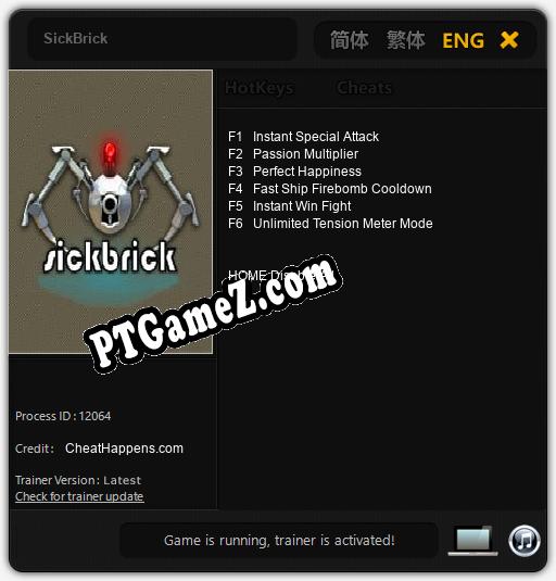 Treinador liberado para SickBrick [v1.0.2]