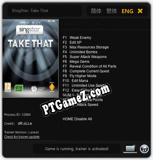 Treinador liberado para SingStar: Take That [v1.0.2]
