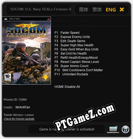 SOCOM: U.S. Navy SEALs Fireteam Bravo 2: Trainer +11 [v1.8]