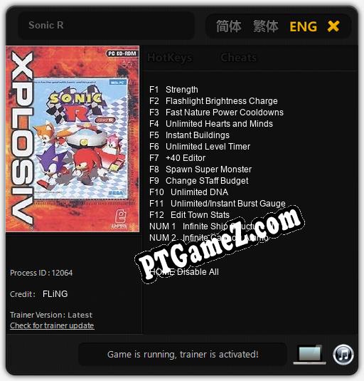 Treinador liberado para Sonic R [v1.0.4]