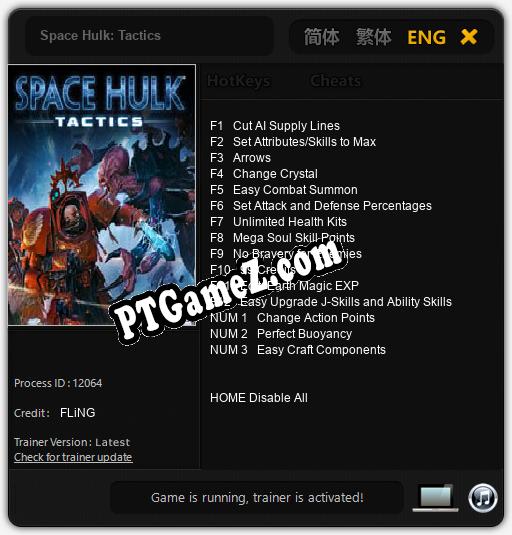 Treinador liberado para Space Hulk: Tactics [v1.0.2]