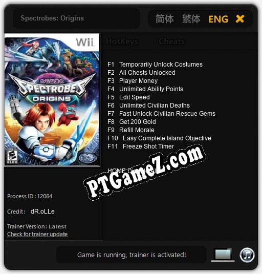 Spectrobes: Origins: Treinador (V1.0.96)