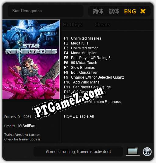 Star Renegades: Treinador (V1.0.9)