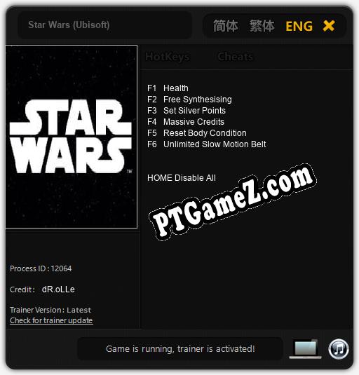 Treinador liberado para Star Wars (Ubisoft) [v1.0.1]