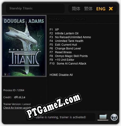 Starship Titanic: Cheats, Trainer +10 [dR.oLLe]