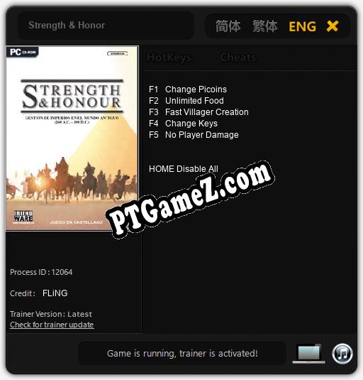 Treinador liberado para Strength & Honor [v1.0.3]