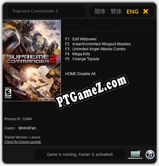 Treinador liberado para Supreme Commander 2 [v1.0.2]