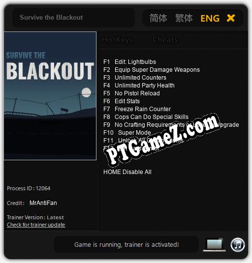 Survive the Blackout: Cheats, Trainer +12 [MrAntiFan]