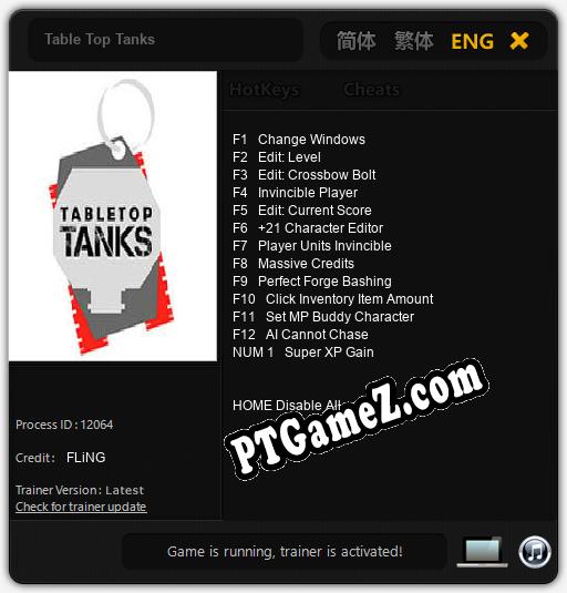 Treinador liberado para Table Top Tanks [v1.0.8]