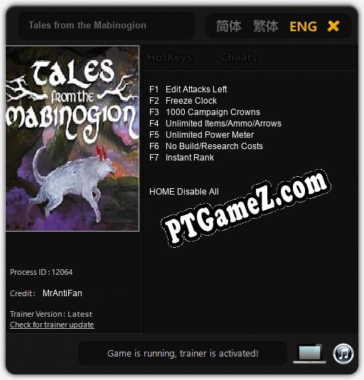 Tales from the Mabinogion: Cheats, Trainer +7 [MrAntiFan]