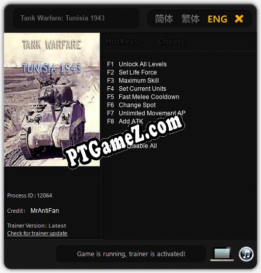 Tank Warfare: Tunisia 1943: Cheats, Trainer +8 [MrAntiFan]
